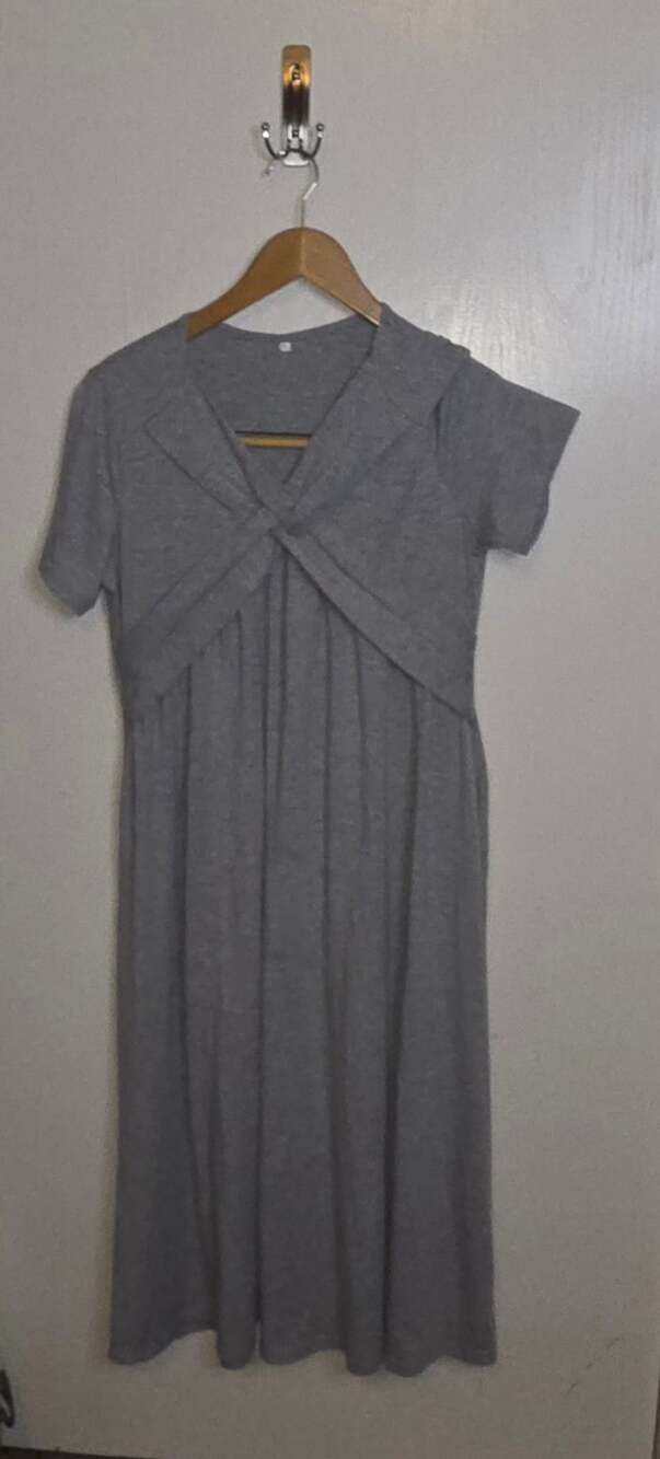 Unbranded Maxi Dress Size L Grey Cross-Front V-Neck